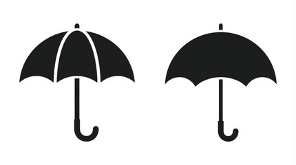 Two black umbrella silhouettes against a white background silhouette © Redwen Studio