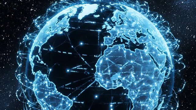 Global Network Connections Digital Earth Futuristic Technology Concept.