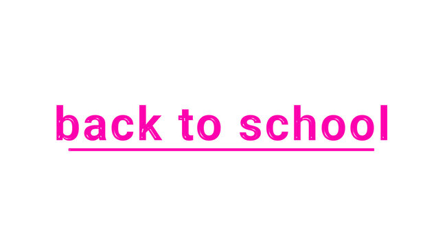 Back to school banner with pink outline text and frame, minimal education theme design on white background