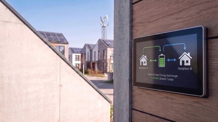 Fototapeta premium Interfaz digital táctil para sistema de energía compartida vecinal