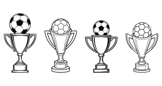 Silver trophy cup icon for winner award and sports championship victory