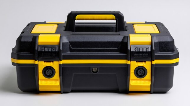 Black and yellow professional toolbox for storing tools