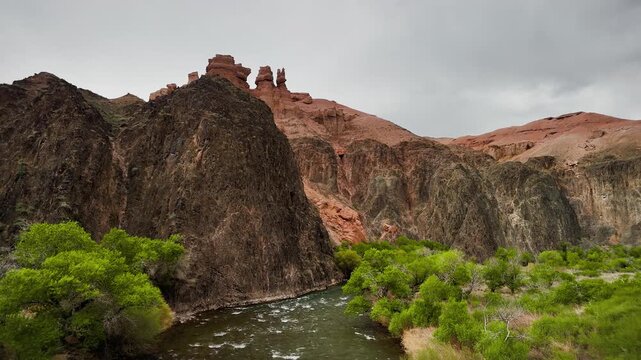 Aerial View of Charyn Canyon National Park in Kazakhstan