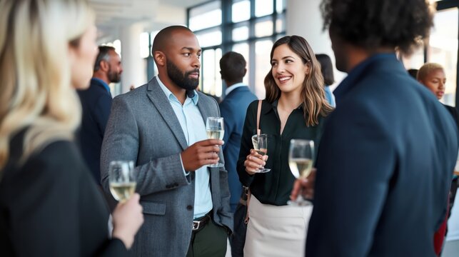 Business professionals networking at a corporate event