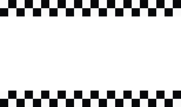 Race checkered flag pattern. black and white checkered border line. Square racing checkerboard pattern. seamless rally border texture. Finish racing frame 