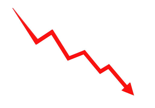 Red downward zigzag arrow vector illustration