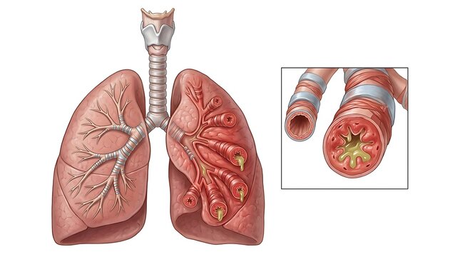Bronchitis Airway Inflammation Medical Illustration