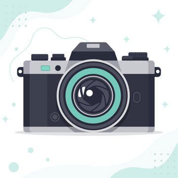 Retro Mirrorless Camera Graphic in Flat Style for Photography