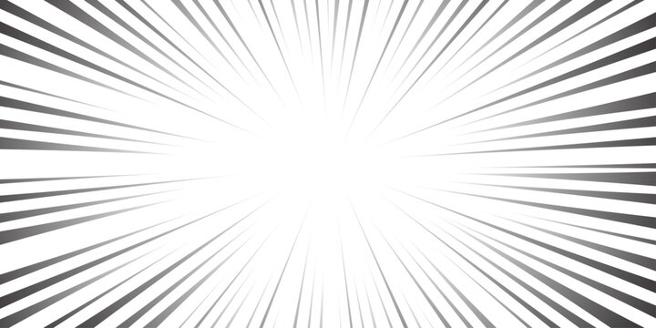 Manga speed burst frame. Radial anime speed lines. Crash zoom effect for comic book. Radial lines overlay template. Manga burst frame. Cartoon boom effect. Vector illustration on white background.