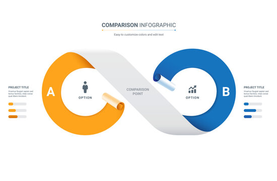 Comparison infographic template. Modern versus chart, decision making diagram and comparison table design for business presentation, workflow and product evaluation.