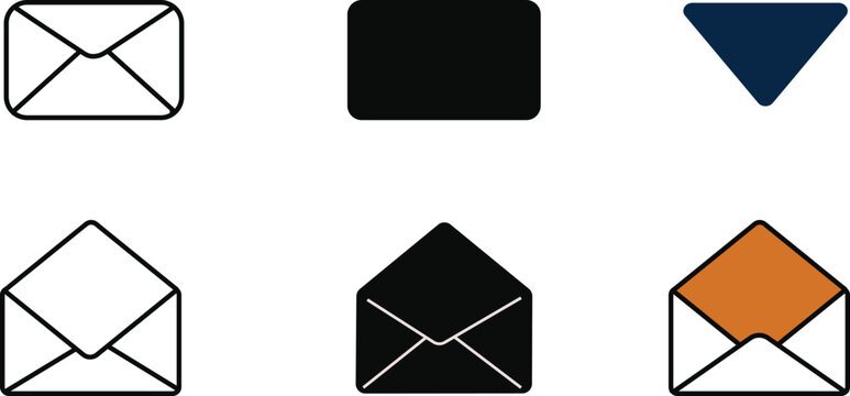Set of geometric vector icons and business web buttons in black square frames for mobile phone applications and internet technology design