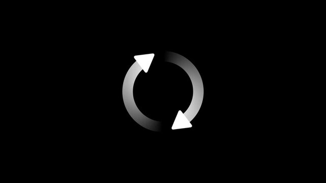 Minimalist circular arrows reload icon on white background 4k video.