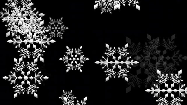タイプ1  雪の結晶01 ベベル 下降 大大小 パターン01 白色 ループ （透過背景）