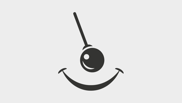 Simple graphic of a smiling face with one eye and a handle
