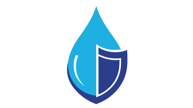 Abstract blue water drop shape merged with a protective shield emblem