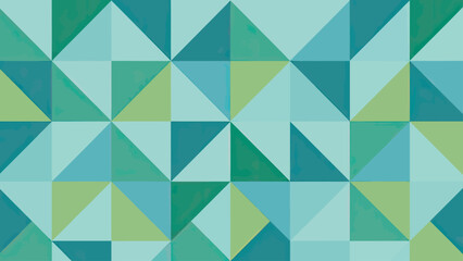 Fototapeta premium Geometric pattern of interlocking triangles in cool blue and green hues