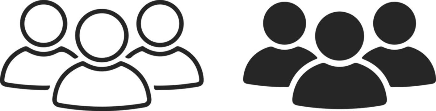 group people team community flat vector icon set outline solid black silhouette social hr management app ui corporate branding design
