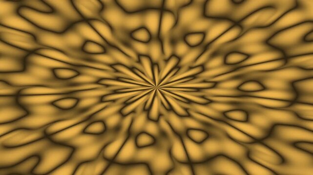 Radiant Yellow Black Golden Kaleidoscope Floral Symmetry Looping Ornamental Motion Background for Luxury Visual Design
