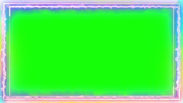 Green screen video with three rectangular frames on transparent background for chroma key
