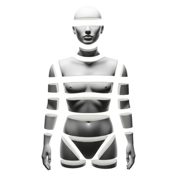 Man wearing a vintage striped button-up shirt and suspenders isolated on transparent background
