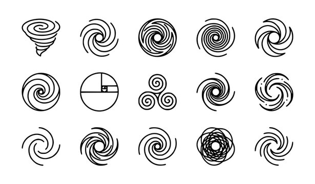 Swirling vortex icon set