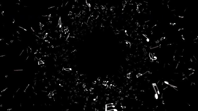 Falling Musical Notes Animation Background, on Alpha Channel, Loop
