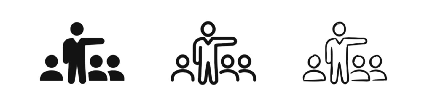Leadership and Management Icon Set - Leading a Team or Group