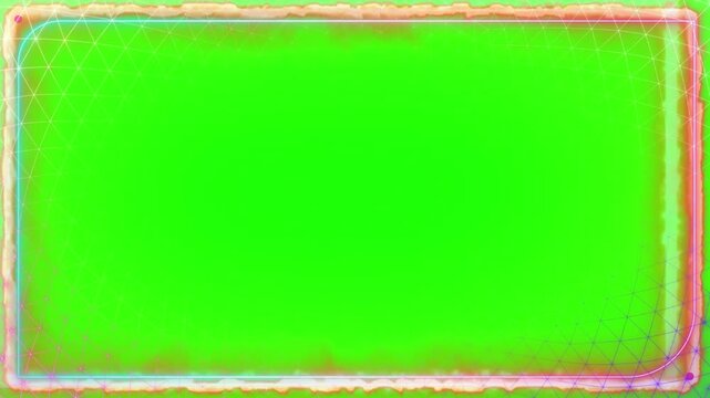 Glitchy green screen rectangles with distorted borders on transparent background