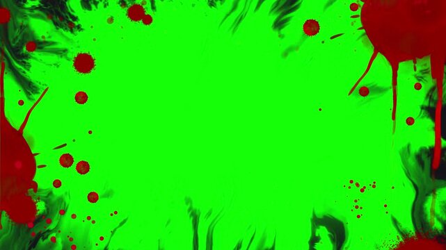 Vibrant green and red abstract background with dynamic brushstrokes on transparent background