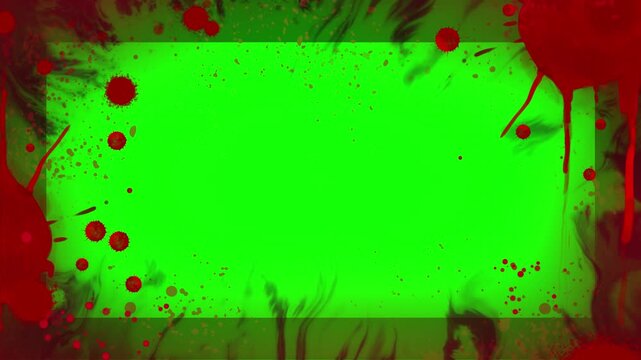 Grungy green text box on transparent background with red blood splatters and dark grunge texture