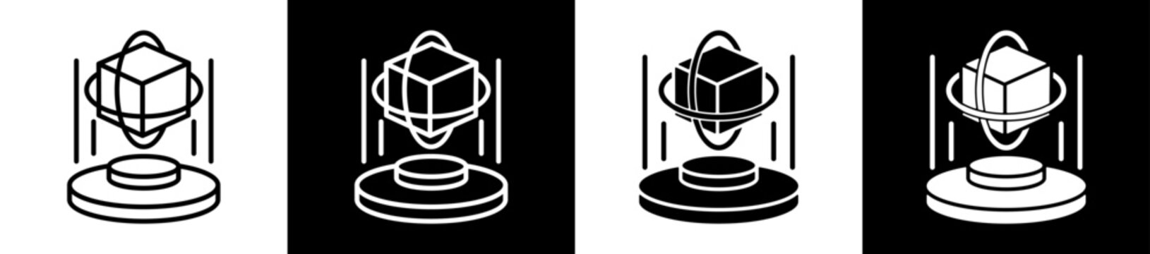 Hologram Icon Black And White Vector Illustration.