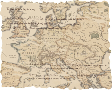 Map Europe Antique Fantasy Cartography