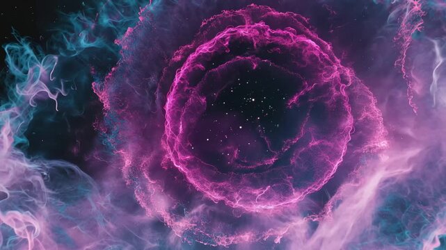 Colorful nebula formation seen in deep space showing swirling gases and bright stars during nighttime in the universe