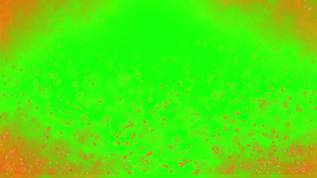 Vibrant green and orange gradient background with sparkling particles on transparent background