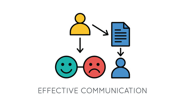 Vector graphic illustration of Effective communication flat design concept with people icons Vector