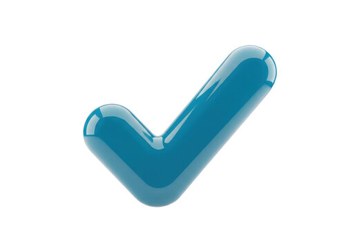 Glossy 3d check mark icon isolated on transparent background