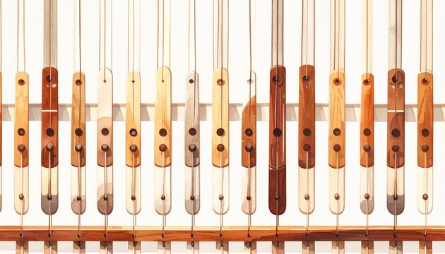 Hammered Dulcimer String Layout Pattern in Flat 2D Illustration on White Background