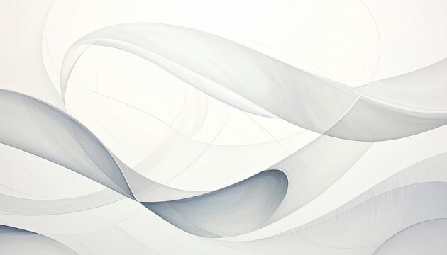 Abstract seamless geometric pattern of mathematical curves and waves in soft gray tones on white background