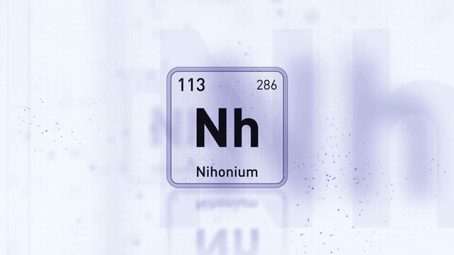 Periodic Table Element Nihonium Nh Animation. Modern and Minimal Design.