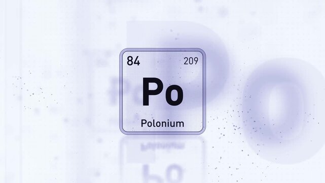 Periodic Table Element Polonium Po Animation. Modern and Minimal Design.