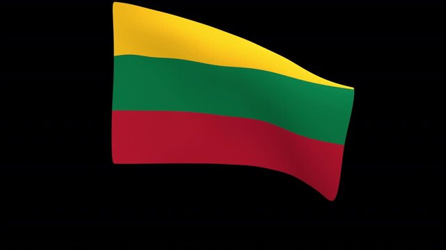 Flag of Lithuania &ndash; 3d render looped with alpha channel.