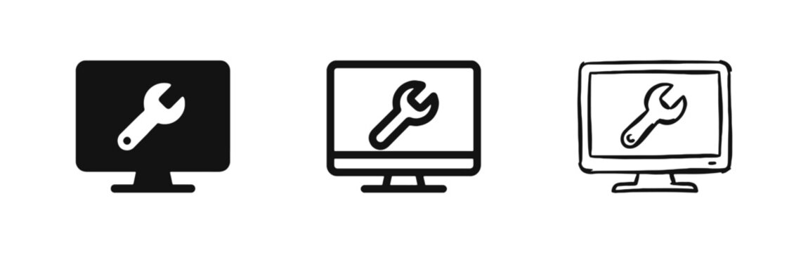 Computer Repair and Technical Support Maintenance Icon Set