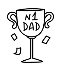 Naklejka premium Trophy Award For Number One Dad Line Art