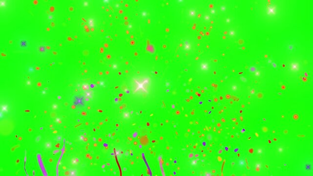 Colorful confetti and streamers falling on transparent background in celebration