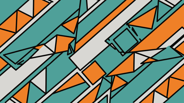Geometric, abstract pattern with sharp angles and flat colors