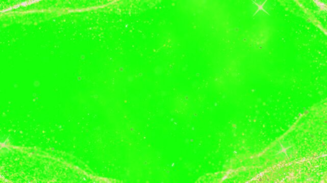 Green screen background with gold sparkles on transparent background