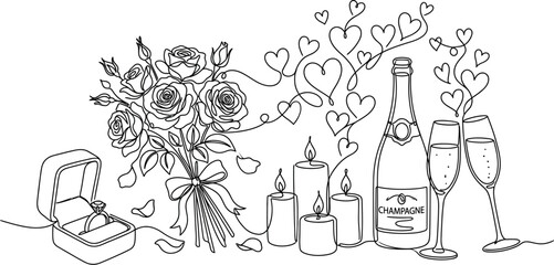 Obraz premium Romantic Wedding Line Art Illustration for Luxury Event Branding
