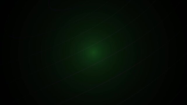 Abstract background with moving thin dark lines on dark green gradient