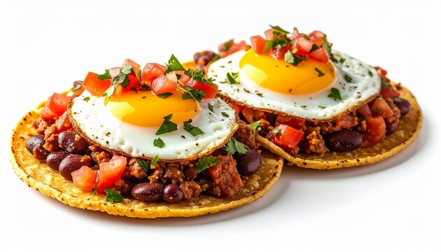traditional mexican huevos rancheros breakfast with fried eggs salsa