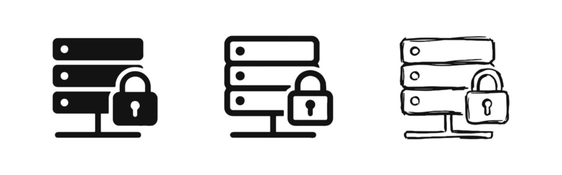 Secure Server Data Protection Icon Set